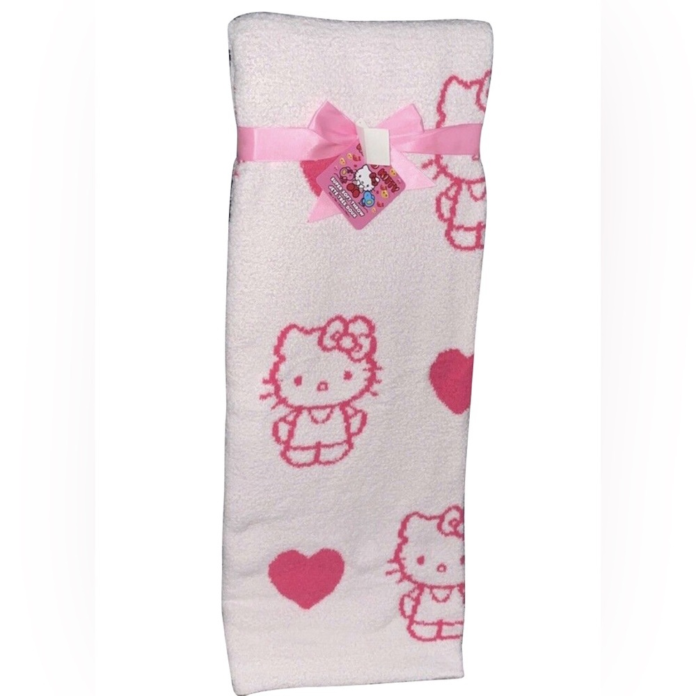 Hello Kitty Soft Throw Reversible Blanket - Hot Pink Hearts - 50"x60"